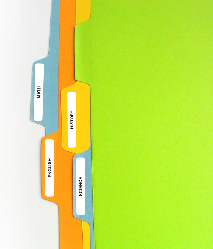 Diviserified Labels Sheet of Labels for subject dividers – Label It Labels.