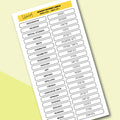 Sheet of Labels for subject dividers