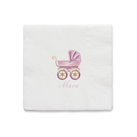 Vintage Carriage Girl Cocktail Napkin