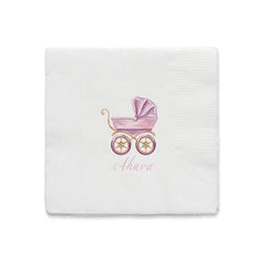 Vintage Carriage Girl Cocktail Napkin